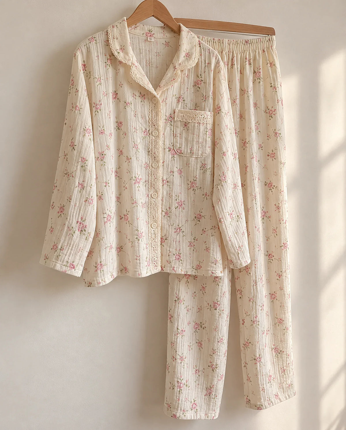 The Cherish Company — Baggy Muslin Pajamas in Two Prints in Rosewood Charm