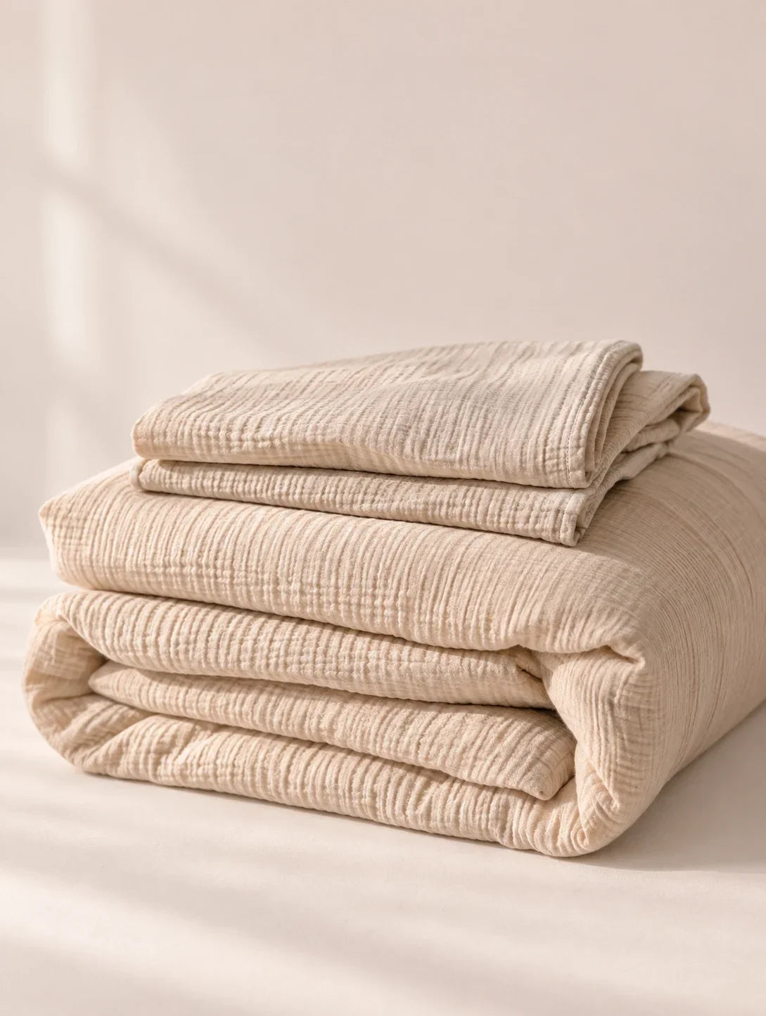 The Cherish Company — Double-Layer Muslin Fitted Sheet Set in Dune