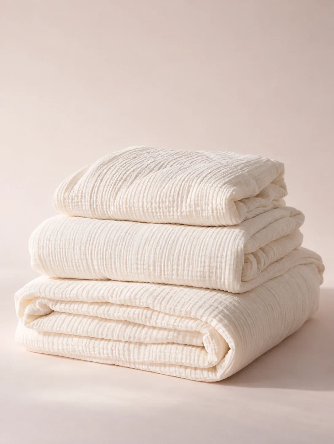 The Cherish Company — Double-Layer Muslin Fitted Sheet Set in White