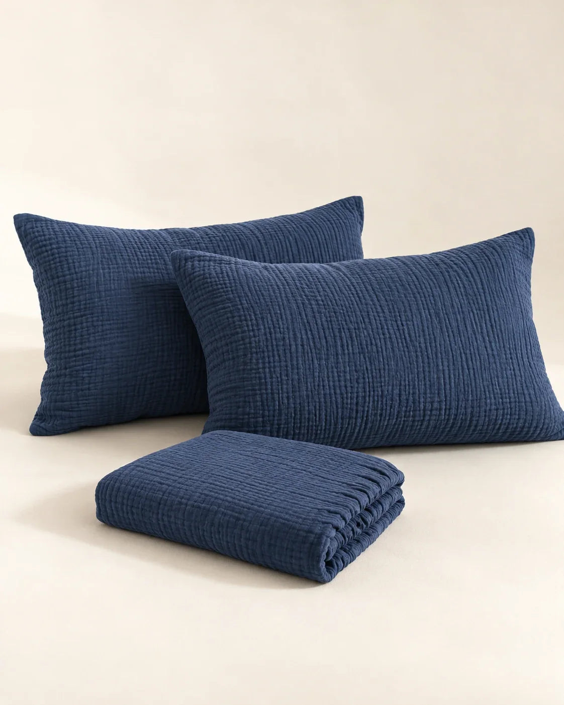 The Cherish Company — Double-Layer Muslin Fitted Sheet Set in Blue