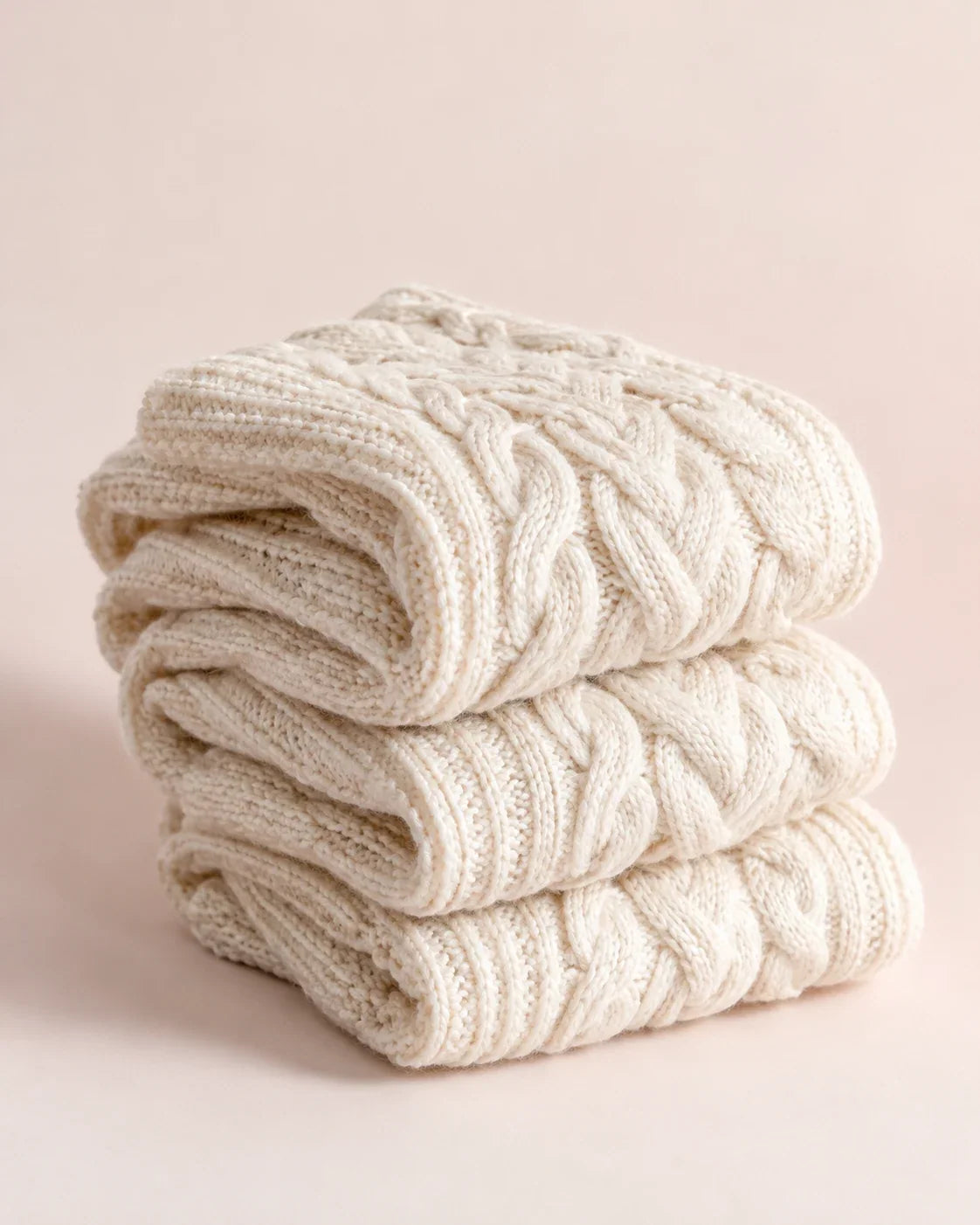 The Cherish Company — Over-Knee Stockings in Chunky Cable Knit in White