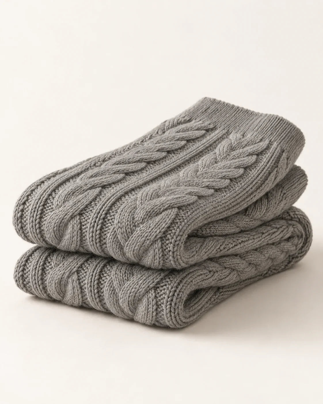 The Cherish Company — Over-Knee Stockings in Chunky Cable Knit in Grey