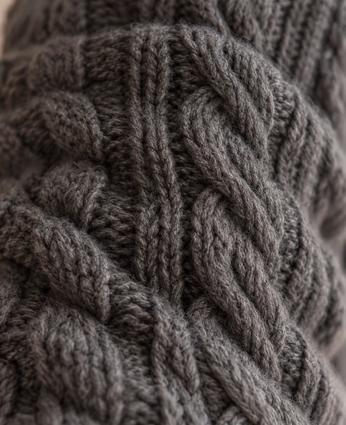 The Cherish Company — Over-Knee Stockings in Chunky Cable Knit in Dark Grey