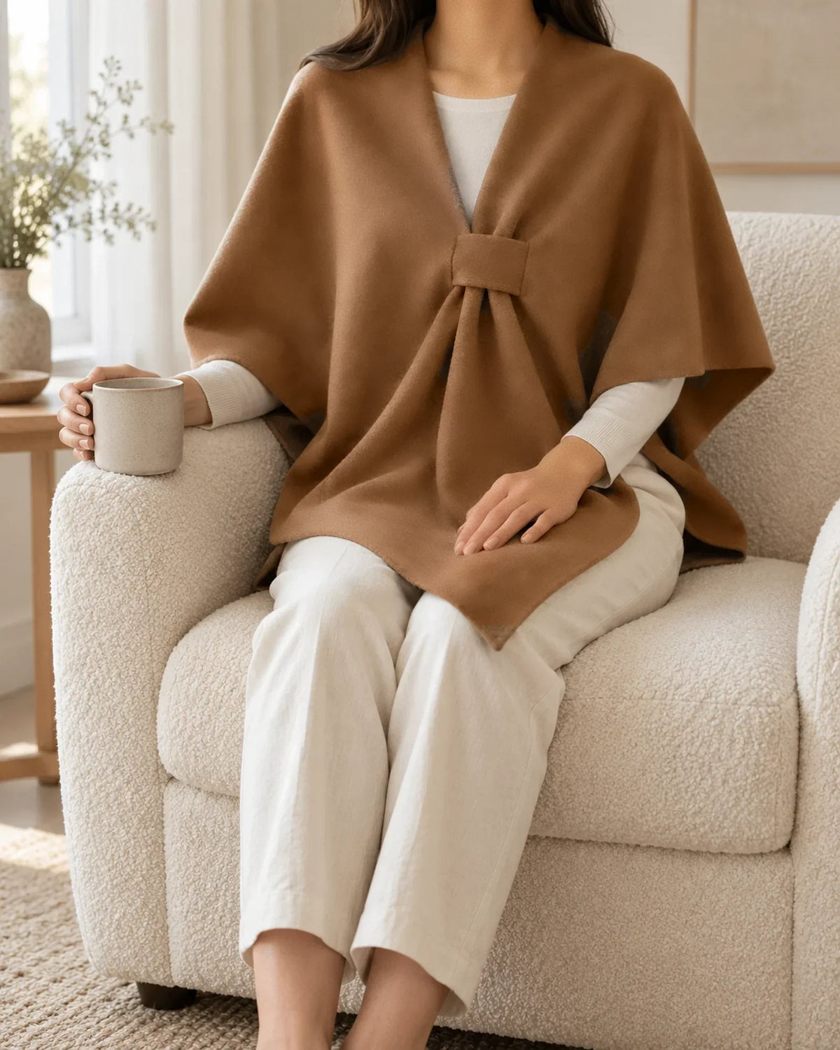 The Cherish Company — Extra-Wide Fleece Drape Wrap in Camel