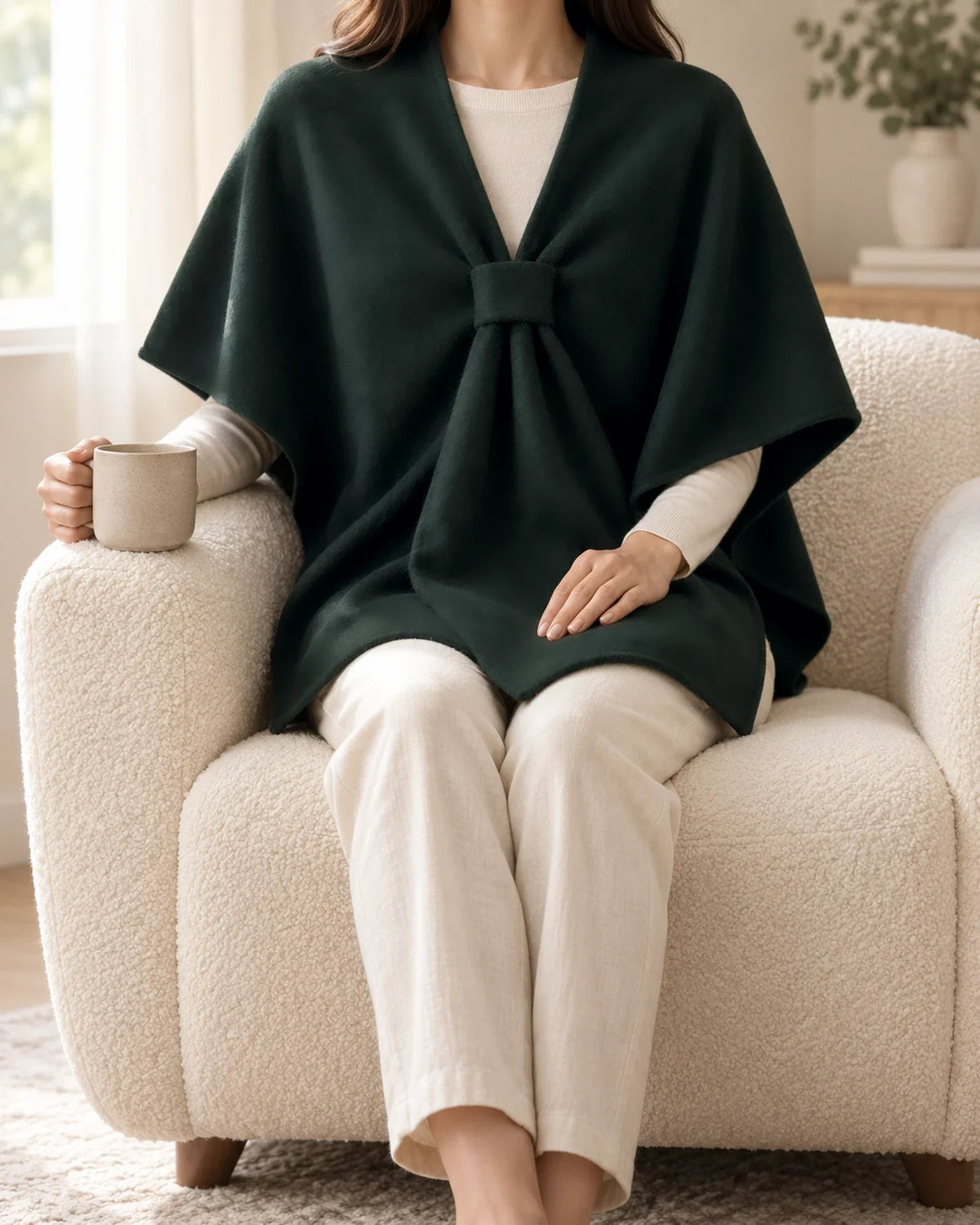 The Cherish Company — Extra-Wide Fleece Drape Wrap in Dark Green