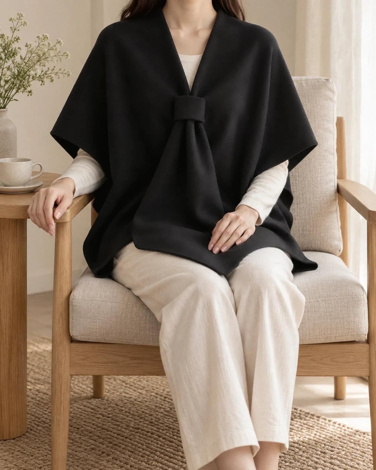 The Cherish Company — Extra-Wide Fleece Drape Wrap in Black