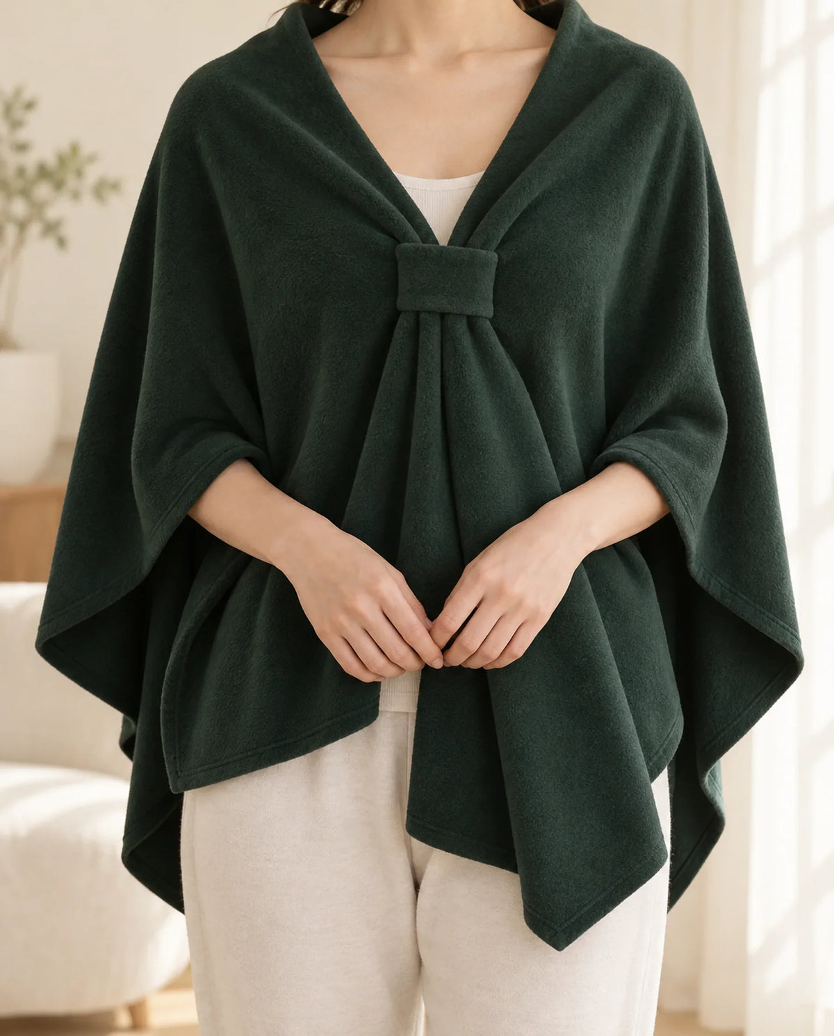 The Cherish Company — Extra-Wide Fleece Drape Wrap in Dark Green