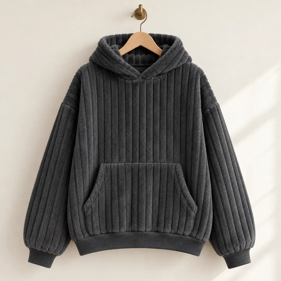 The Cherish Company — Oversized Fleece Lounge Hoodie in Dark Grey