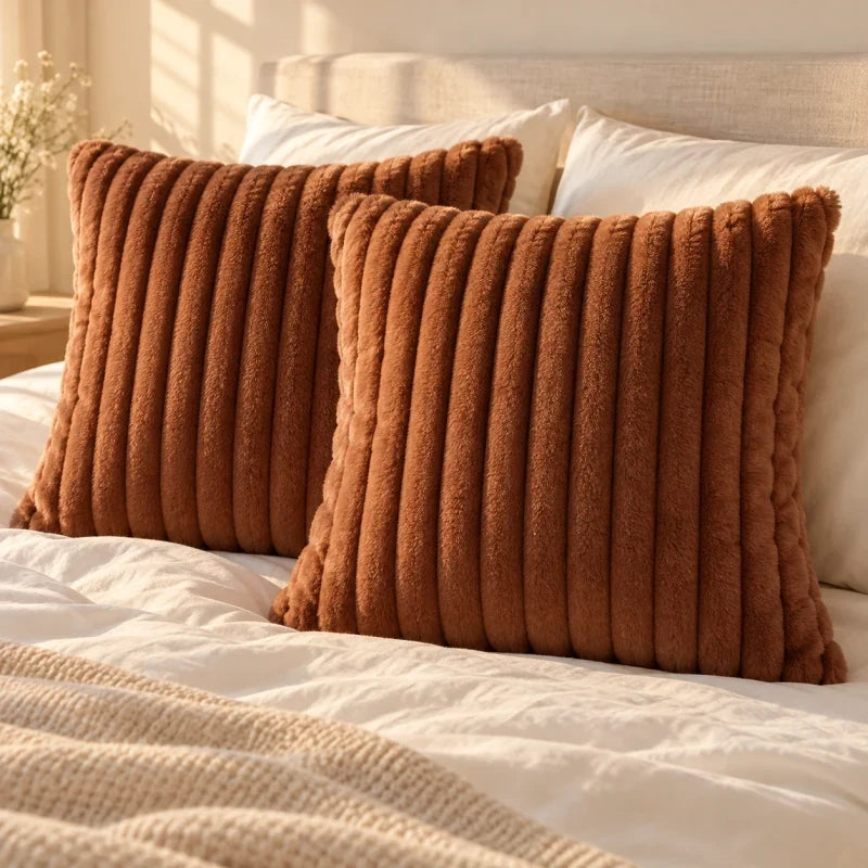 The Cherish Company — Two-Pack Plush Fleece Pillowcases in Brown