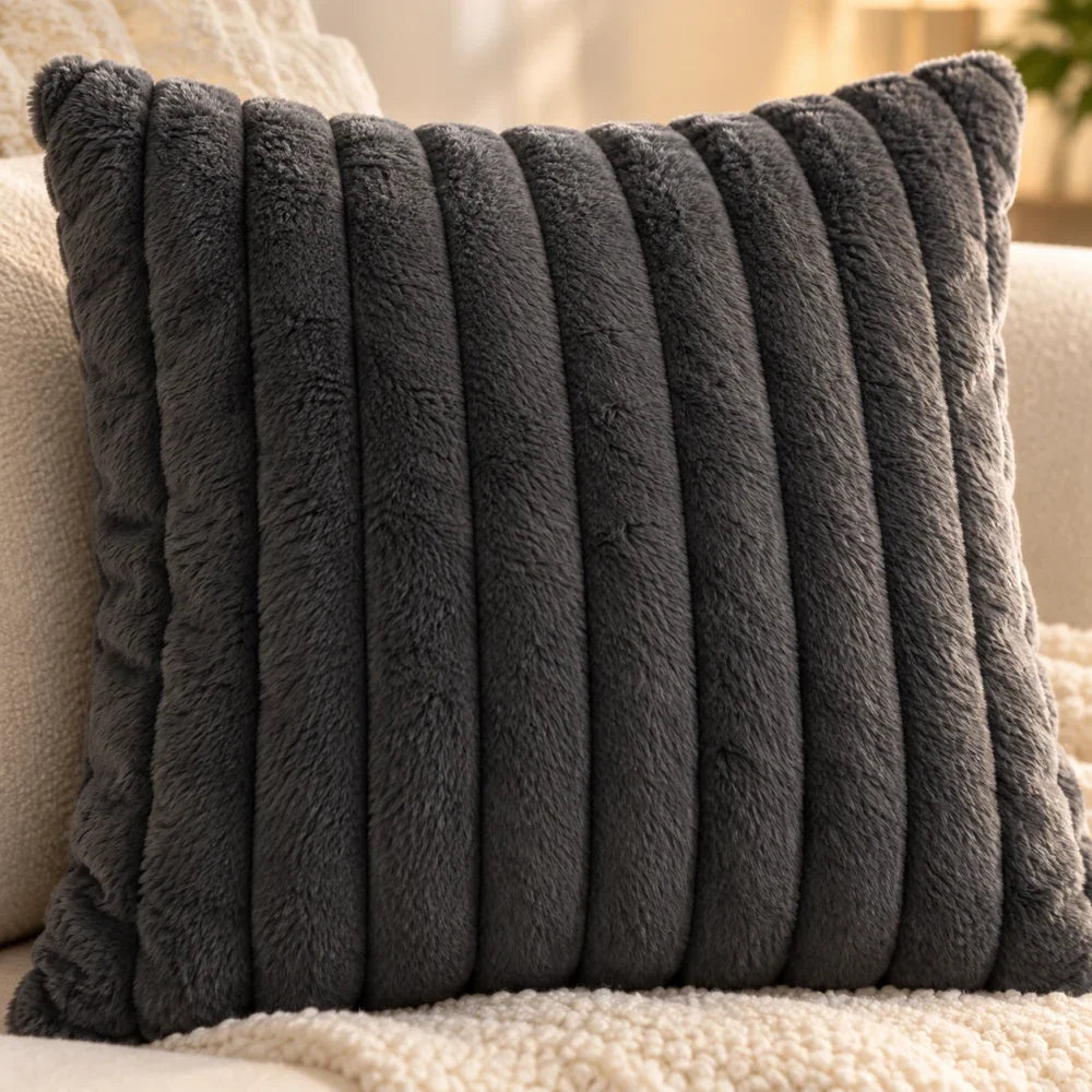 The Cherish Company — Two-Pack Plush Fleece Pillowcases in Dark Grey