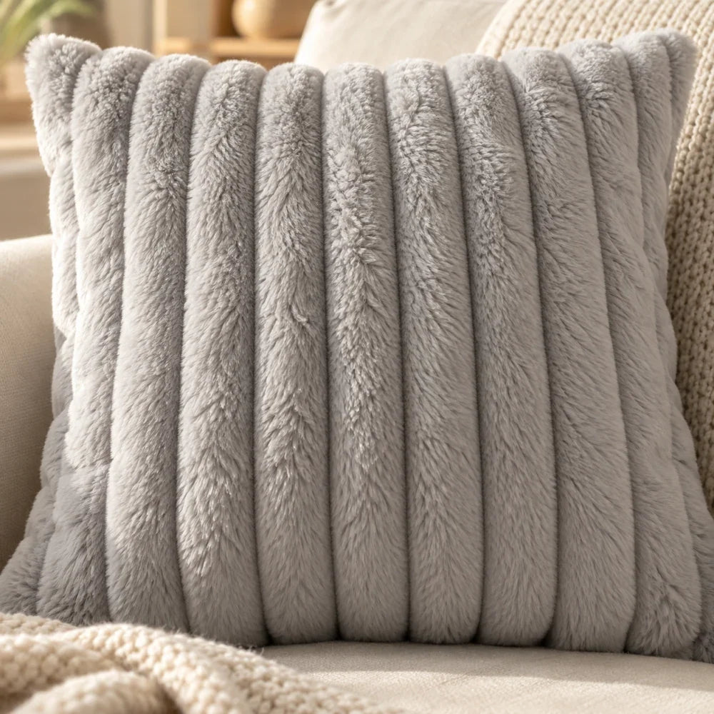 The Cherish Company — Two-Pack Plush Fleece Pillowcases in Light Grey