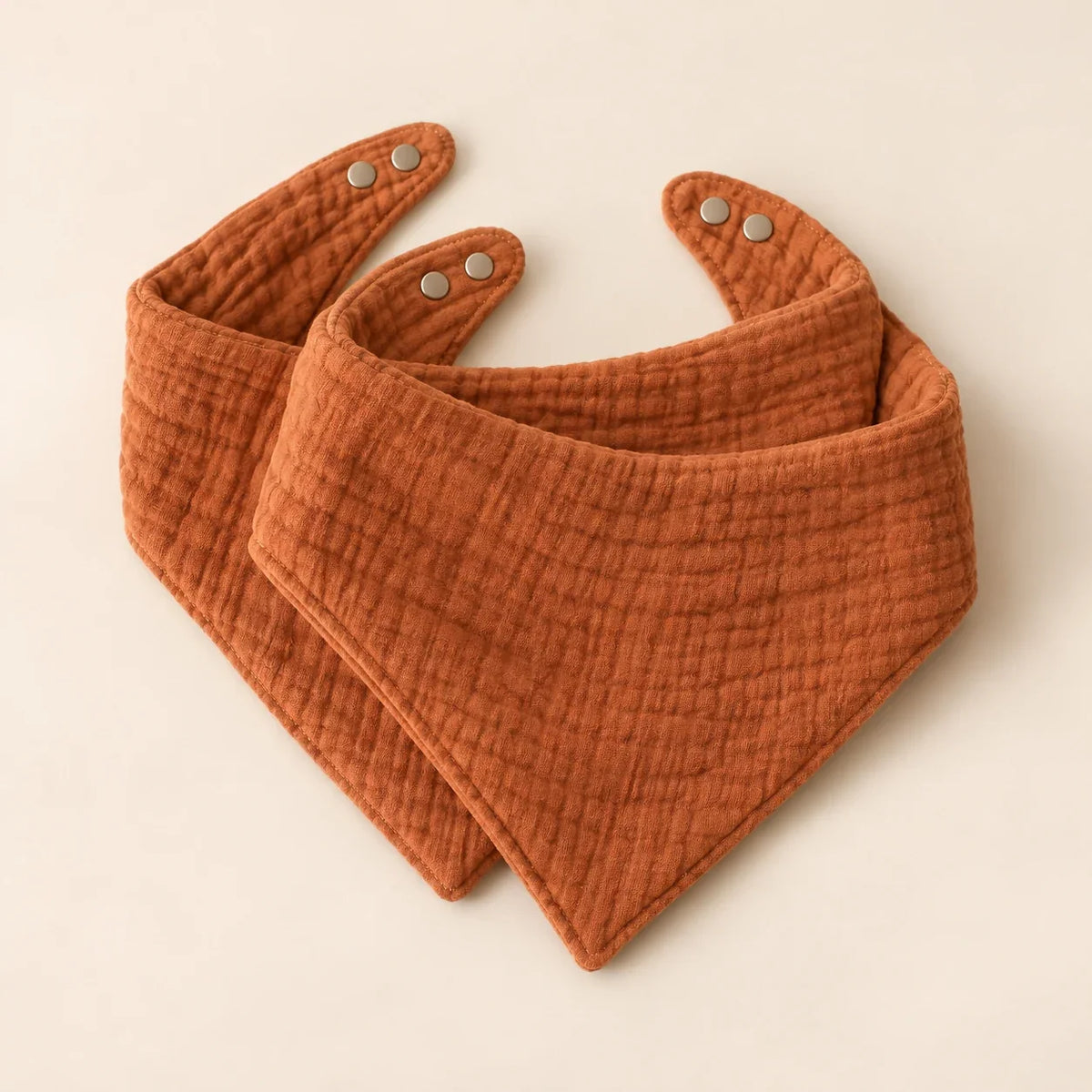 The Cherish Company — Ten-Pack Snap-On Muslin Bibs in Orange
