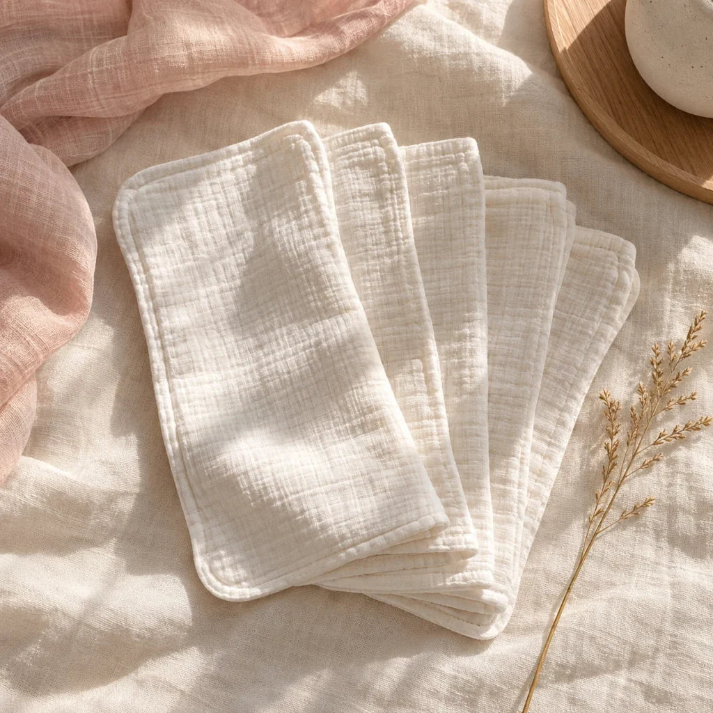 The Cherish Company — Baby Burp Cloths in Absorbent Muslin in White