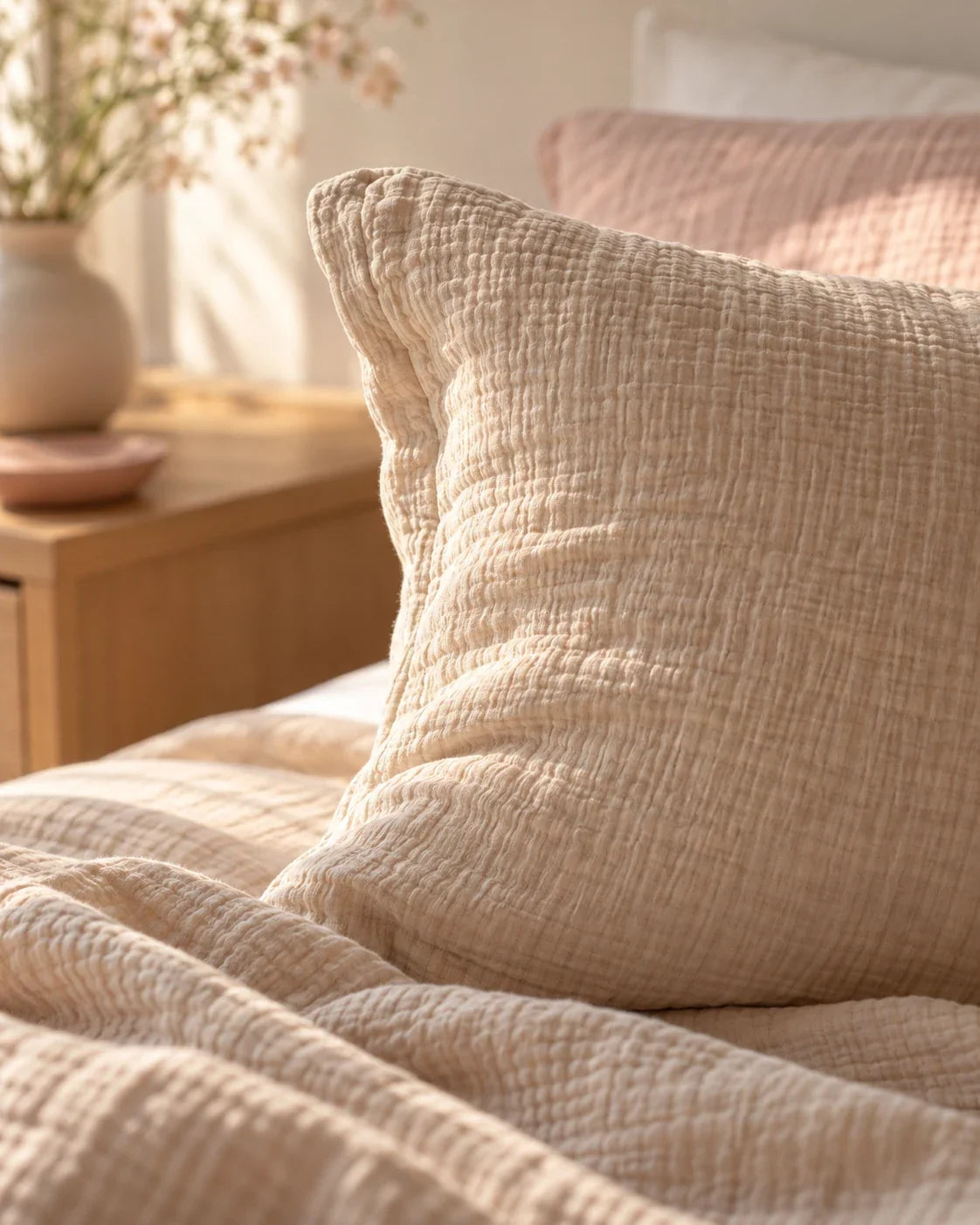 The Cherish Company — Two-Layer Muslin Duvet Cover and Fitted Sheet Set in Dune