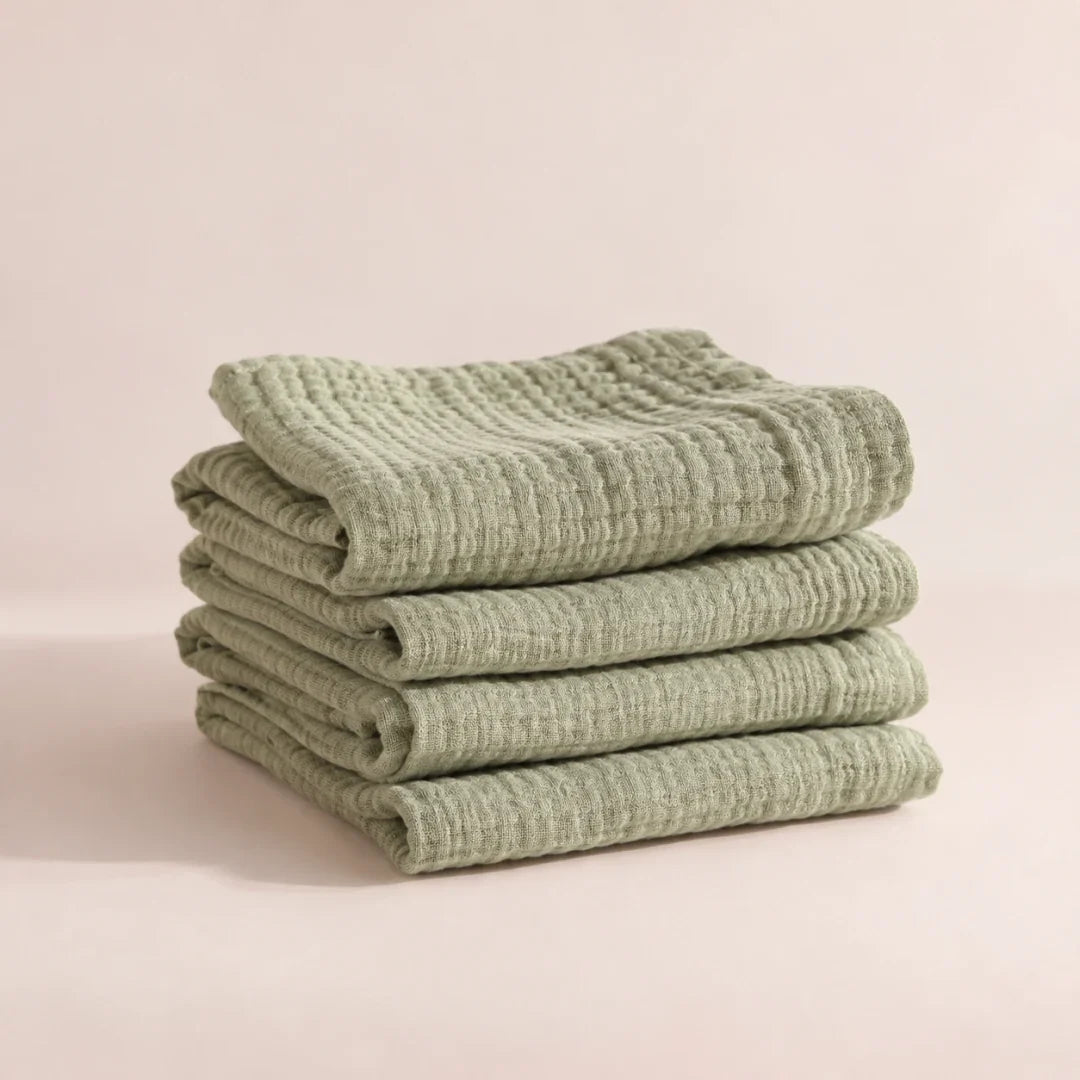 The Cherish Company — Six-Pack Muslin Face Cloths in Green