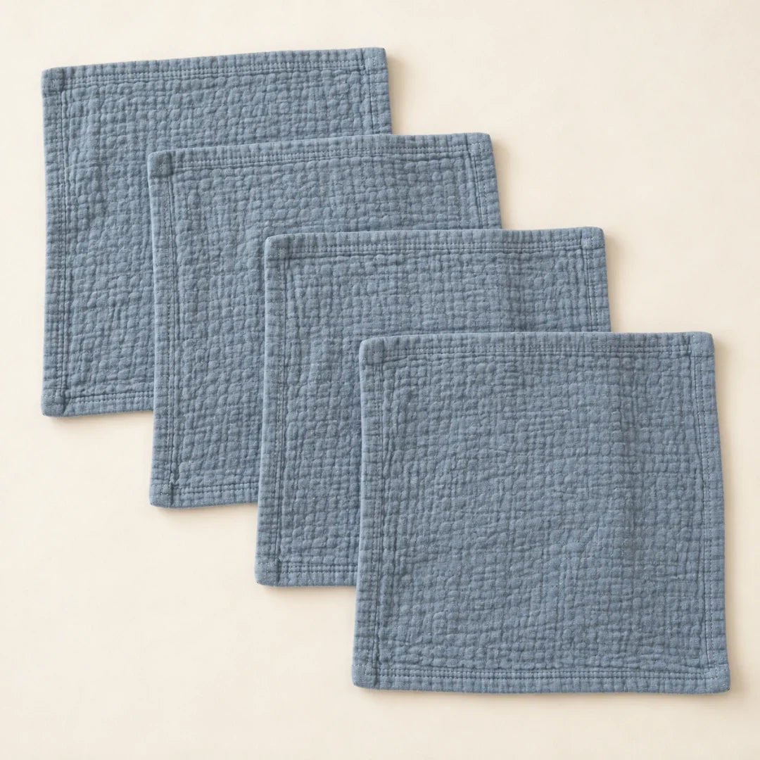 The Cherish Company — Six-Pack Muslin Face Cloths in Blue