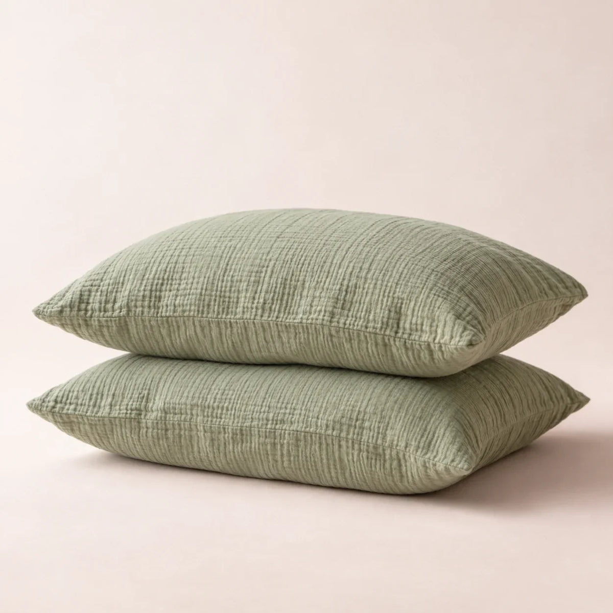 The Cherish Company — Pair of Standard Muslin Pillowcases in Green