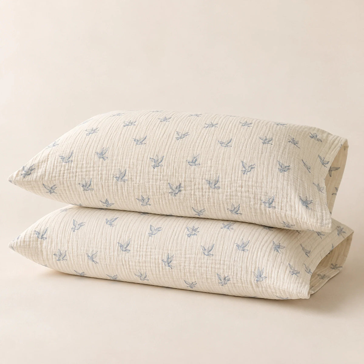 The Cherish Company — Pair of Standard Muslin Pillowcases in The Dove Print
