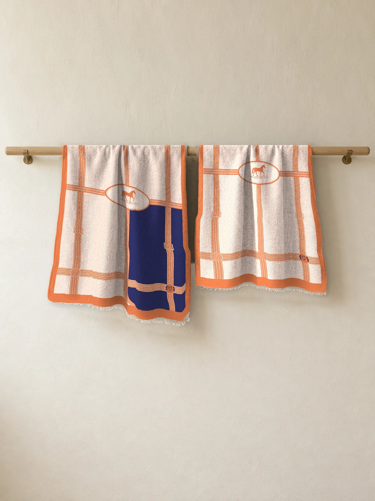 The Cherish Company — Bold Geometric Cotton Scarf in Beige Blue