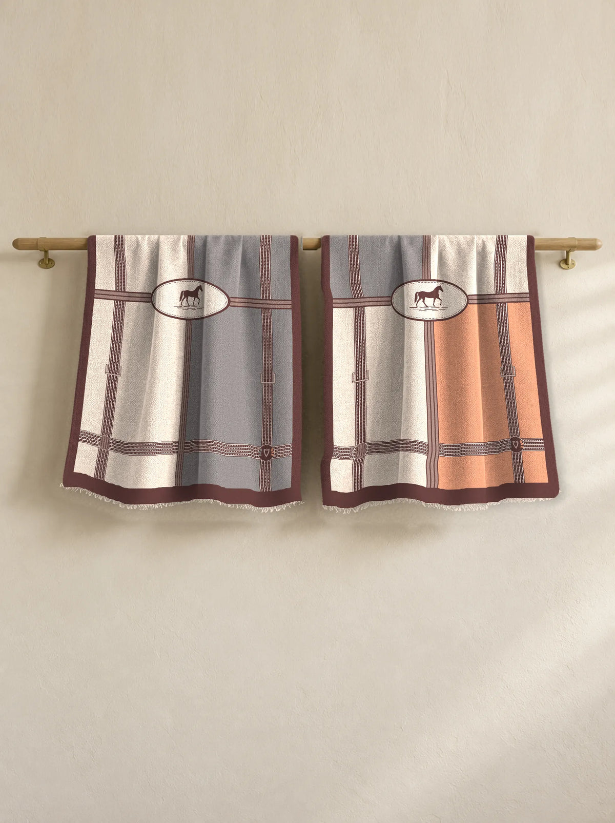 The Cherish Company — Bold Geometric Cotton Scarf in Beige Red