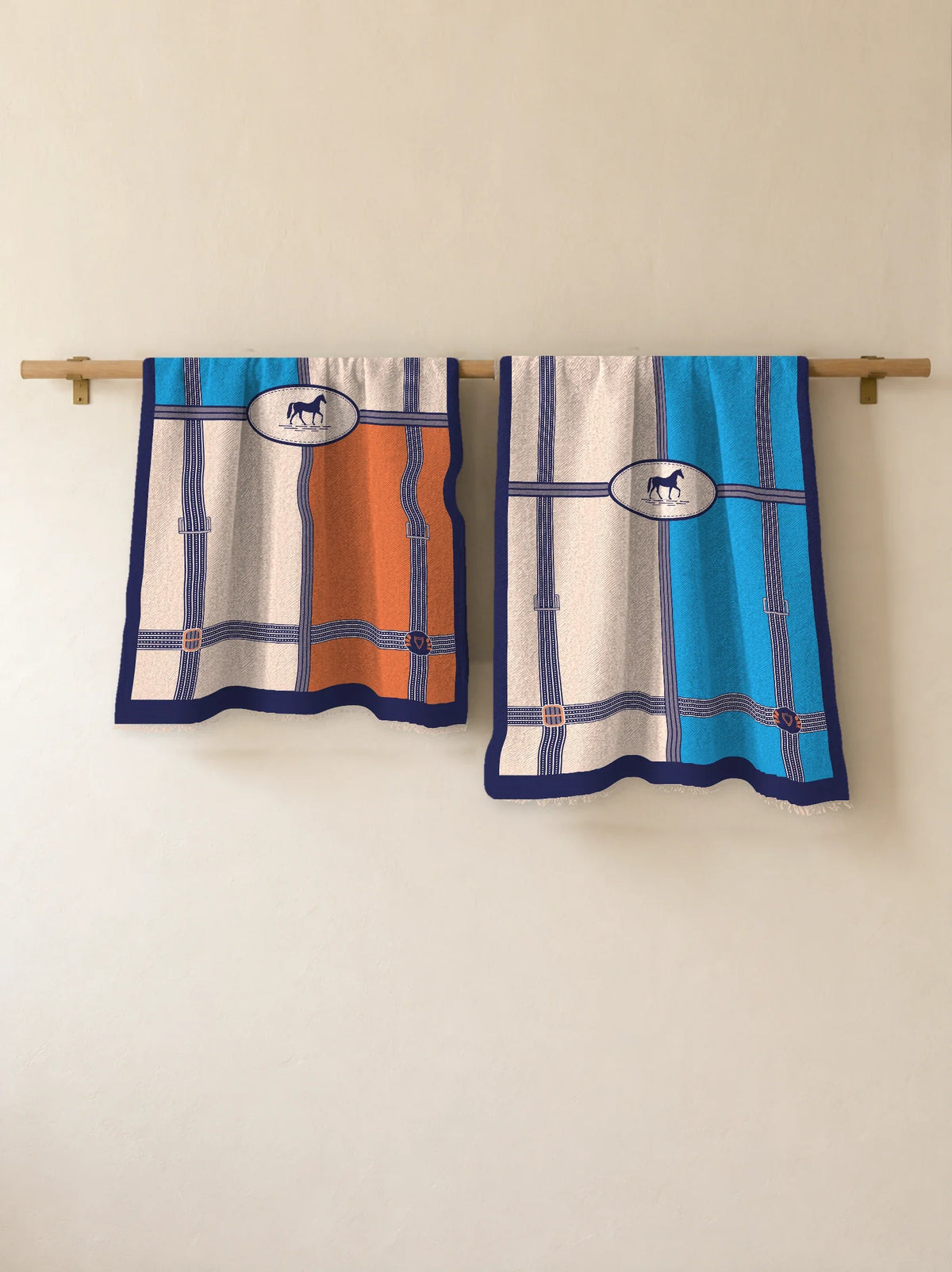 The Cherish Company — Bold Geometric Cotton Scarf in Orange Blue