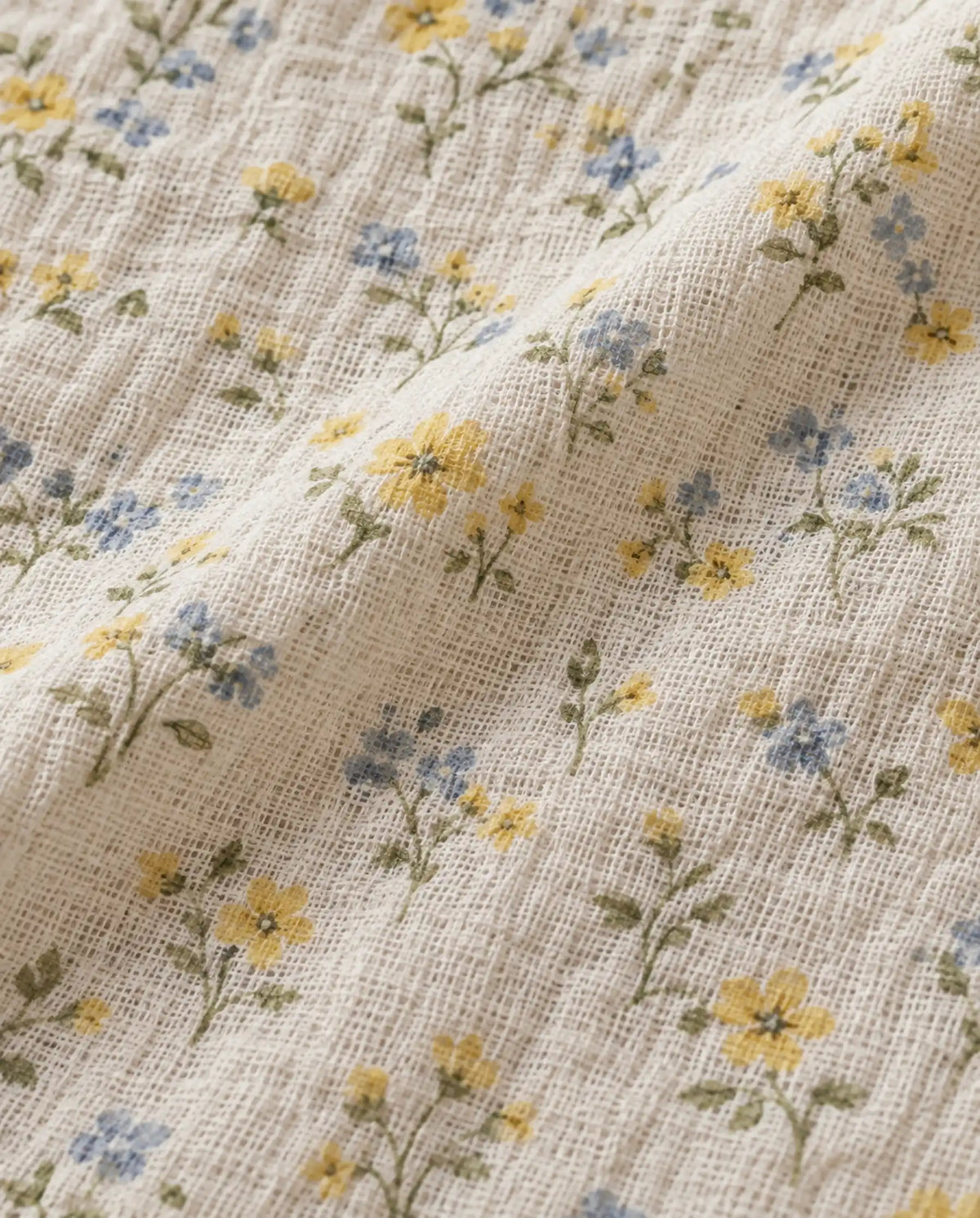 The Cherish Company — Lace-Edged Bow-Waist Muslin Pajamas in Wildflower Field