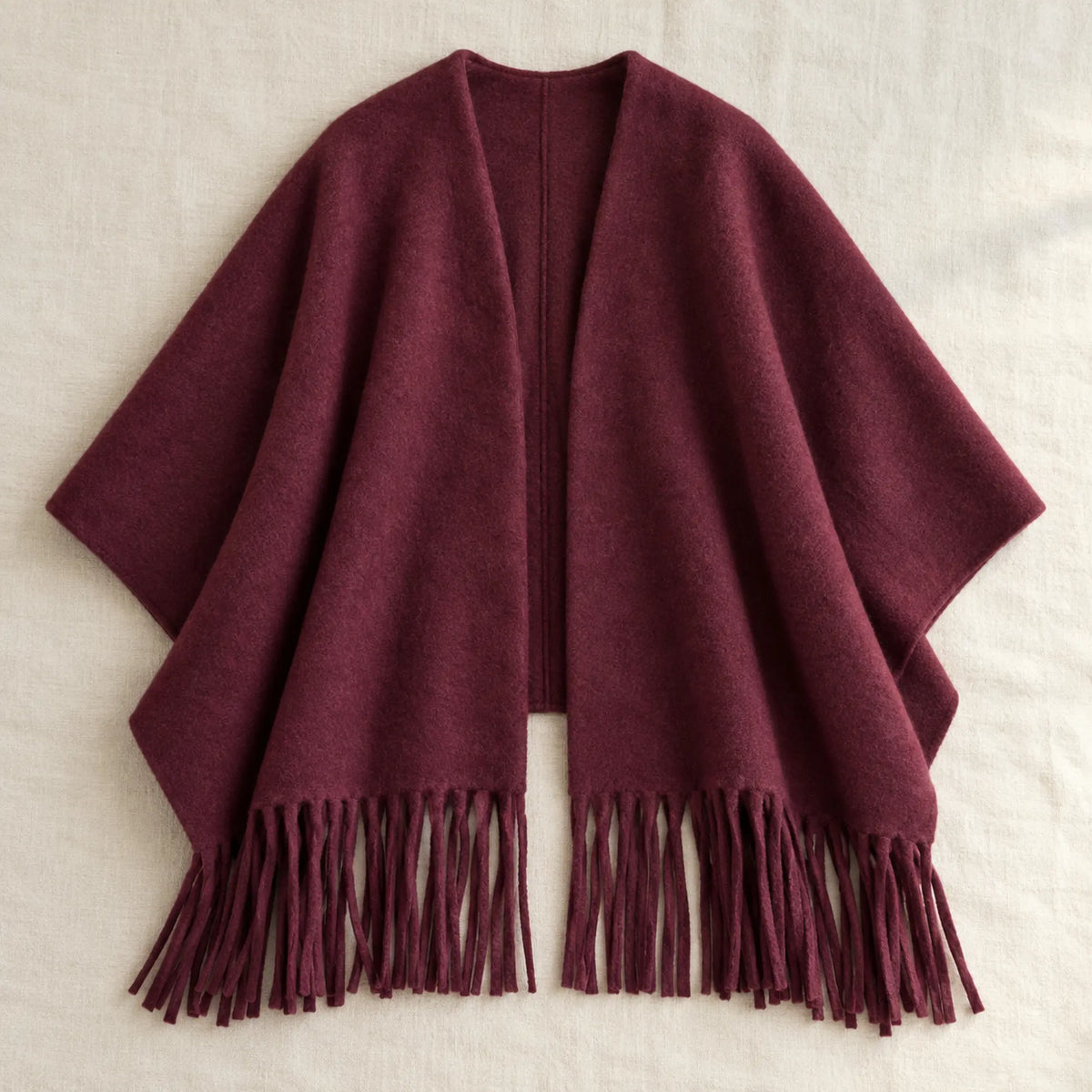 The Cherish Company — Tassel-Trimmed Drape Wrap in Red
