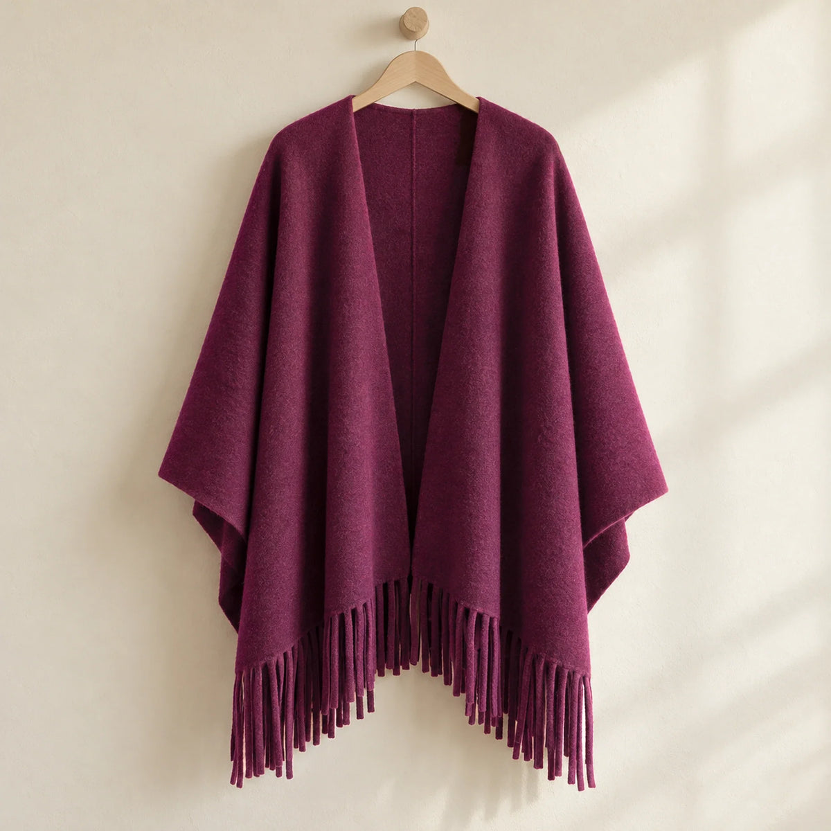 The Cherish Company — Tassel-Trimmed Drape Wrap in Red