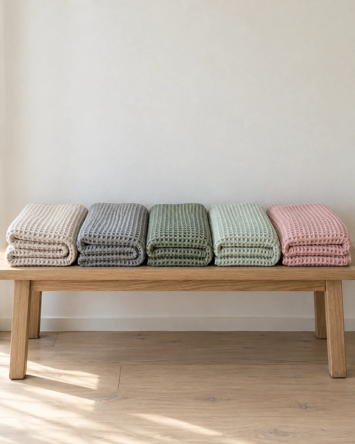 The Cherish Company — LumiBliss™ Cotton Waffle Weave Blanket in Beige, Grey, Green, Light Green, Pink