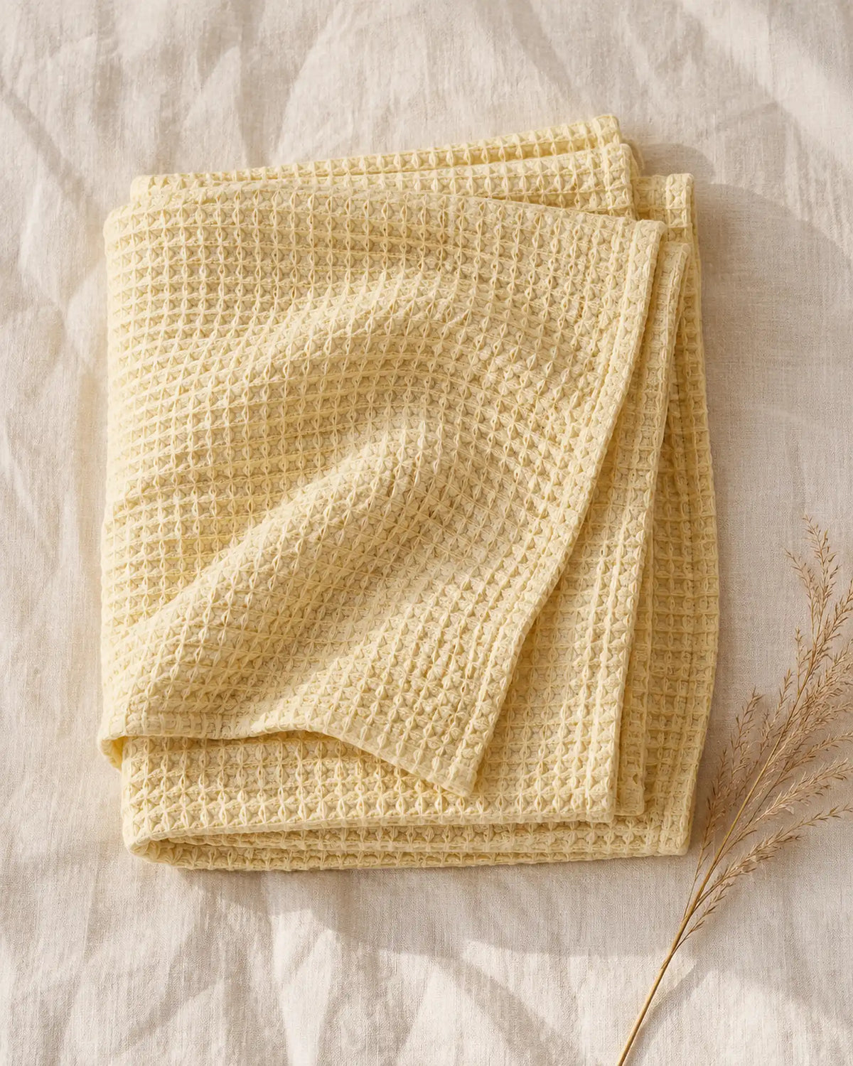 The Cherish Company — LumiBliss™ Cotton Waffle Weave Blanket in Yellow