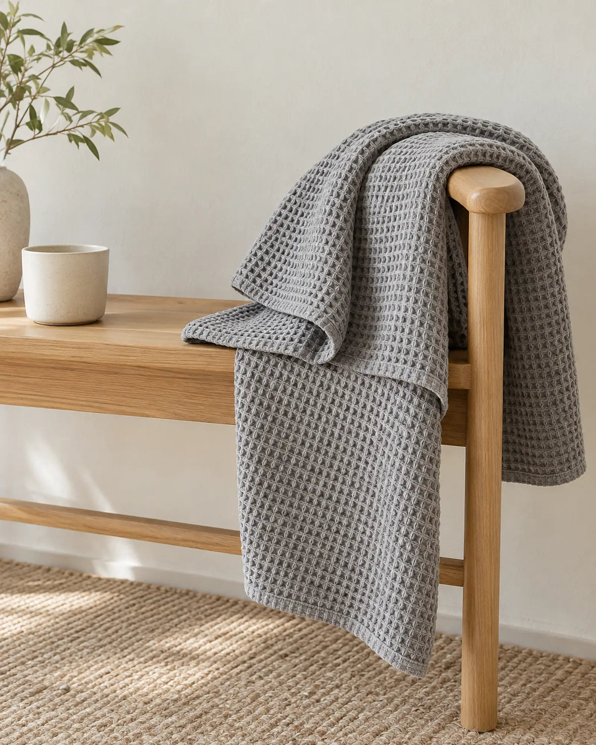 The Cherish Company — LumiBliss™ Cotton Waffle Weave Blanket in Grey