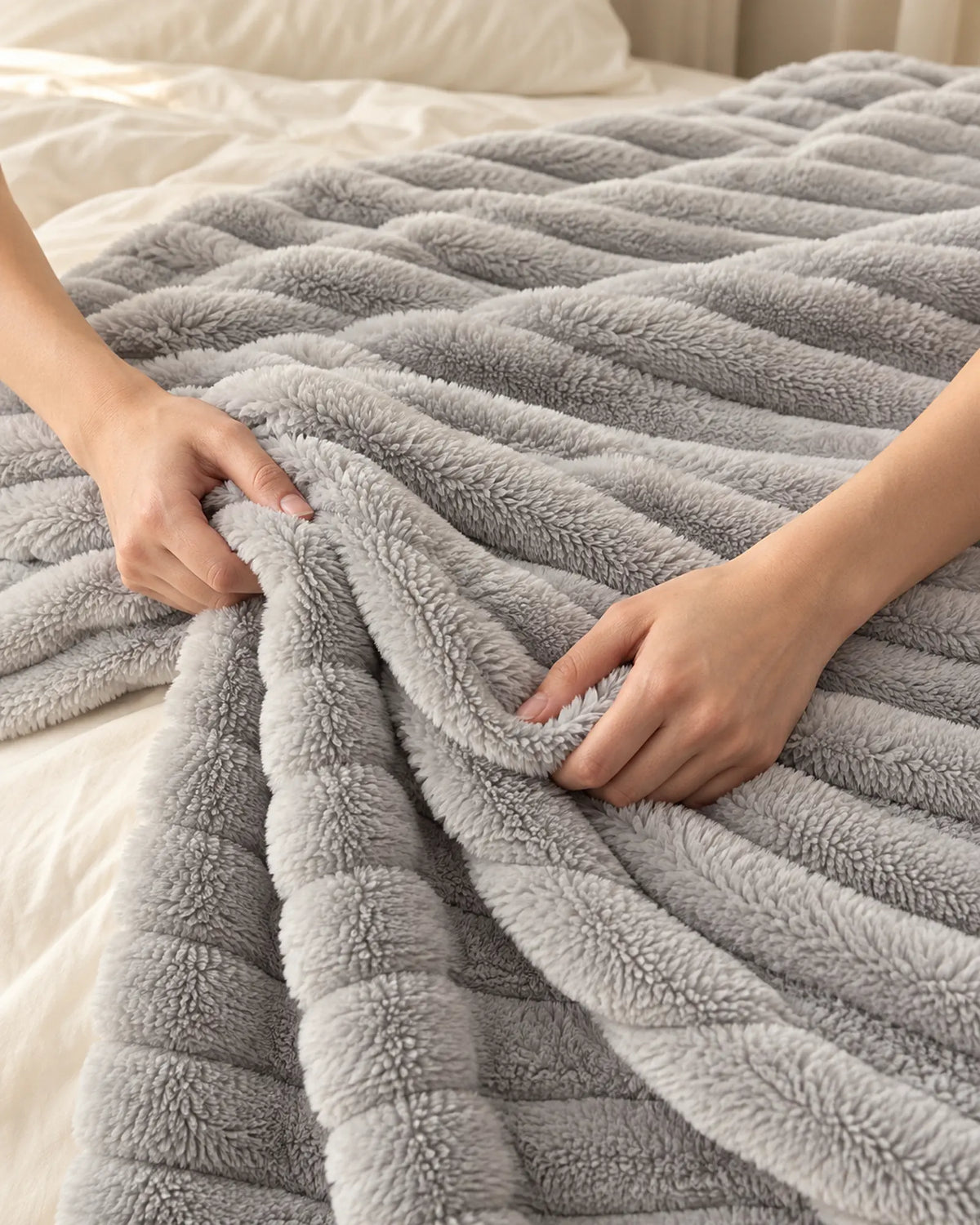 The Cherish Company — ArdoToasty™ Oversized Plush Fleece Blanket in Light Grey