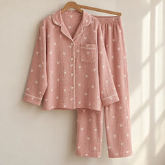 The Cherish Company — Oversized Cotton Pajamas with Heart Print in Pink