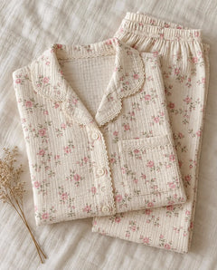 The Cherish Company — Baggy Muslin Pajamas in Two Prints in Rosewood Charm