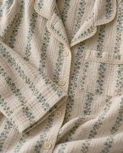 The Cherish Company — Baggy Muslin Pajamas in Two Prints in Meadow Lace