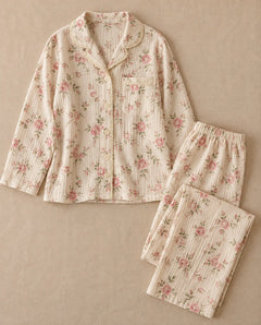 The Cherish Company — Baggy Muslin Pajamas in Two Prints in Rosewood Charm