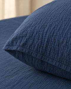 The Cherish Company — Double-Layer Muslin Fitted Sheet Set in Blue