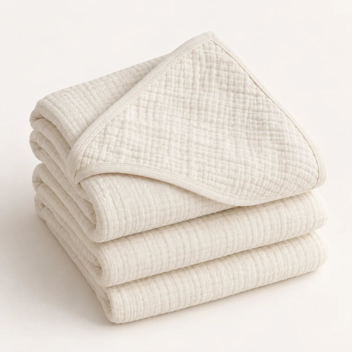 The Cherish Company — Baby Hooded Bath Towel in Quick-Dry Muslin in White
