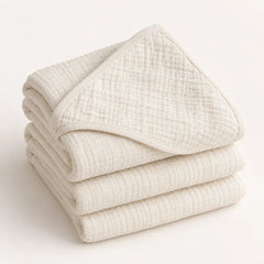 The Cherish Company — Baby Hooded Bath Towel in Quick-Dry Muslin in White