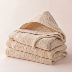 The Cherish Company — Baby Hooded Bath Towel in Quick-Dry Muslin in Dune