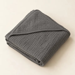 The Cherish Company — Baby Hooded Bath Towel in Quick-Dry Muslin in Stone Grey
