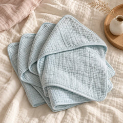 The Cherish Company — Baby Hooded Bath Towel in Quick-Dry Muslin in Lake Blue