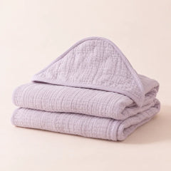 The Cherish Company — Baby Hooded Bath Towel in Quick-Dry Muslin in Light Purple