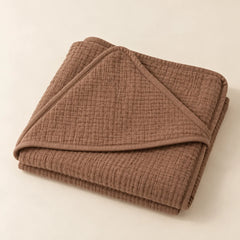 The Cherish Company — Baby Hooded Bath Towel in Quick-Dry Muslin in Coffee