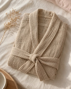 The Cherish Company — Year-Round Muslin Cotton Bathrobe in Khaki