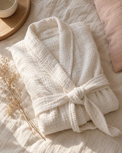 The Cherish Company — Year-Round Muslin Cotton Bathrobe in White