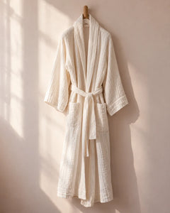 The Cherish Company — Year-Round Muslin Cotton Bathrobe in White