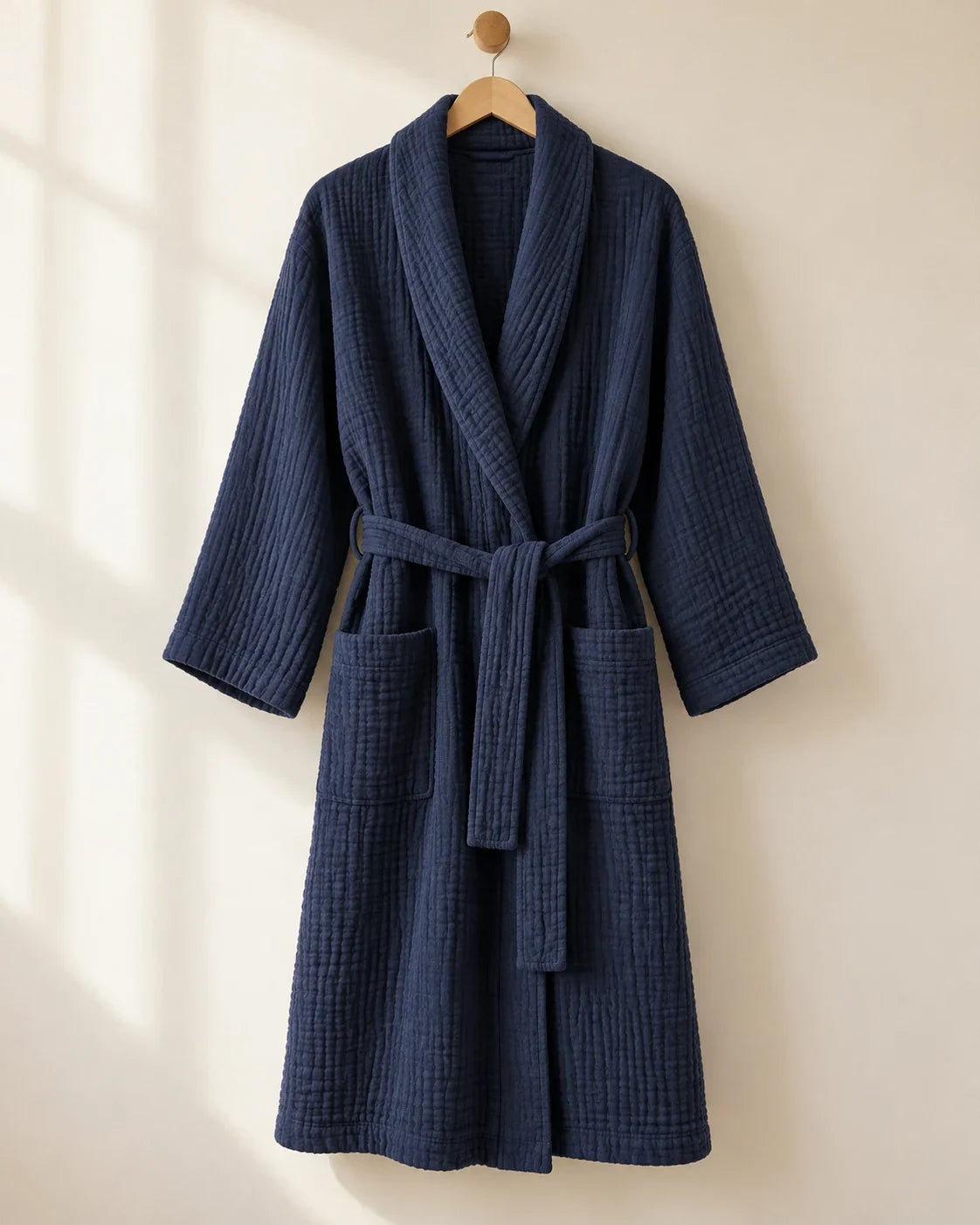 The Cherish Company — Year-Round Muslin Cotton Bathrobe in Blue