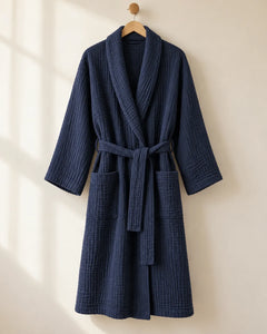 The Cherish Company — Year-Round Muslin Cotton Bathrobe in Blue