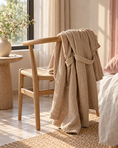 The Cherish Company — Year-Round Muslin Cotton Bathrobe in Khaki